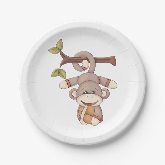 フットボールを持っているサル ペーパープレート (正面)