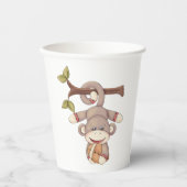 フットボールを持っているサル 紙コップ (正面)