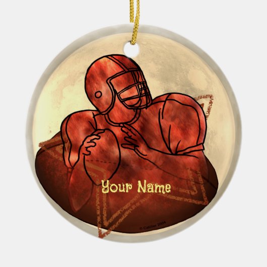 フットボールを観戦する セラミックオーナメント (正面)