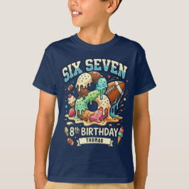 フットボールアイスクリームドリップシックスセブン男の子8歳の誕生日 Tシャツ