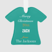 フットボールアクアオレンジ&ホワイトジャージーオーナメント オーナメント (裏面)