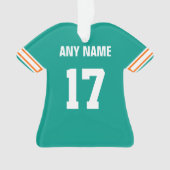 フットボールアクアオレンジ&ホワイトジャージーオーナメント オーナメント (正面)