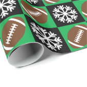 フットボールアンドスノーフレークおもしろいサッカークリスマス ラッピングペーパー (ロールコーナー)