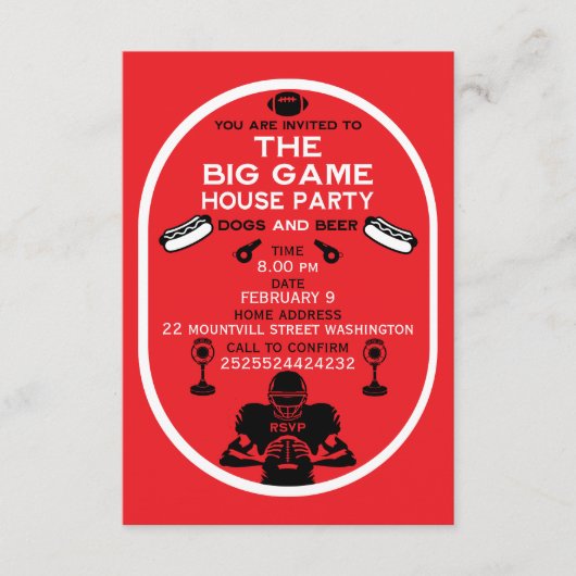 フットボールアンドホットドッグハウスパーティー エンクロージャーカード (正面)