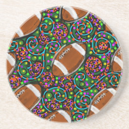 フットボールアートグリーン コースター