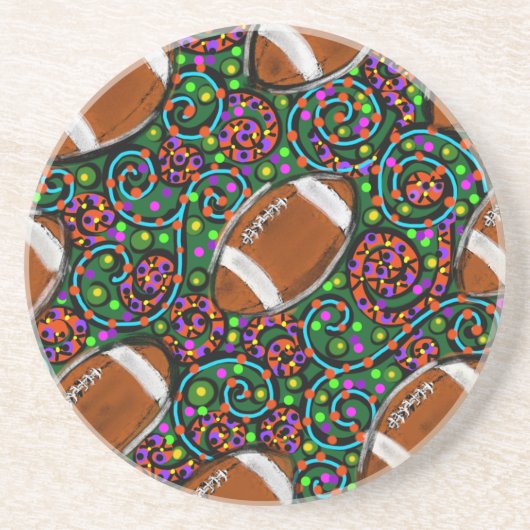 フットボールアートグリーン コースター (正面)