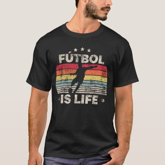 フットボールイズライフサッカおもしろいーフットボール愛好家ヴィンテージ Tシャツ (正面)
