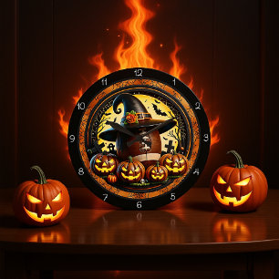 フットボールウィッチハットハロウィーン ラージ壁時計