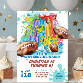 フットボールウォータースライドプールパーティー誕生日招待状 招待状