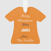 フットボールオレンジネイビー&ホワイトジャージーオーナメント オーナメント (裏面)