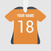 フットボールオレンジネイビー&ホワイトジャージーオーナメント オーナメント (正面)