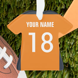 フットボールオレンジネイビー&ホワイトジャージーオーナメント オーナメント