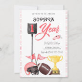 フットボールガールファースト誕生日招待状カード 招待状 (正面)