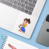 フットボールガールブラジル シール (ノートパソコンとiPhone)