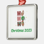 フットボールクリスマスホリデーホーホホ メタルオーナメント (左)