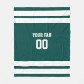 フットボールグリーンと白パーソナライズされた フリースブランケット (正面)
