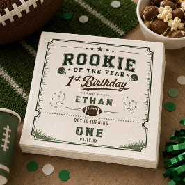 フットボールグリーンのルーキー1歳の誕生日パーティー スタンダードカクテルナプキン