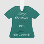 フットボールグリーンブラック&ホワイトジャージーオーナメント オーナメント (裏面)