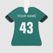 フットボールグリーンブラック&ホワイトジャージーオーナメント オーナメント (正面)