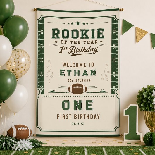 フットボールグリーンルーキー1歳の誕生日パーティー 横断幕