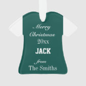 フットボールグリーン&ホワイトジャージーオーナメント オーナメント (裏面)