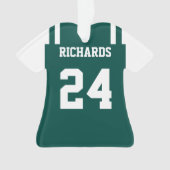 フットボールグリーン&ホワイトジャージーオーナメント オーナメント (正面)