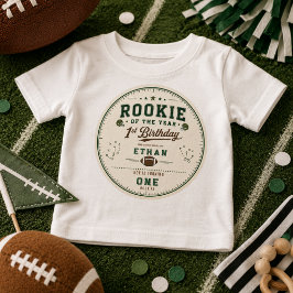 フットボールグリーン ルーキー 1歳の誕生日パーティー ベビーTシャツ