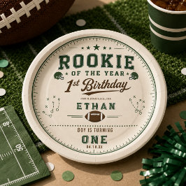 フットボールグリーン ルーキー 1歳の誕生日パーティー ペーパープレート