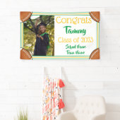 フットボールグリーン&金ゴールドワンフォト卒業 横断幕 (インサイチュ)