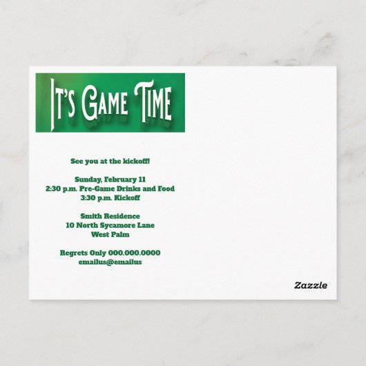 フットボールゲームウォッチパーティの招待状 ポストカード (裏面)