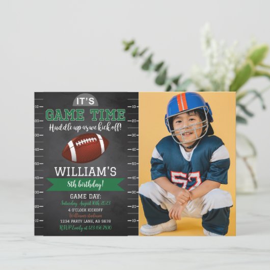 フットボールゲームタイム誕生日フォト招待状 招待状 (スタンド正面)