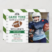 フットボールゲーム誕生日フォト招待状ホワイト 招待状 (正面/裏面)