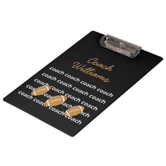 フットボールコーチクリップボパーソナライズされたード クリップボード (アングル)