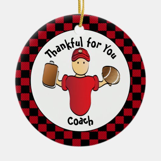 フットボールコーチノベーション名前をカスタムするギフトアイディア セラミックオーナメント (正面)