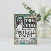 フットボールコーチハガキおもしろい-ヴィンテージレトロ ポストカード (スタンド正面)