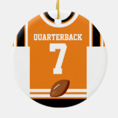フットボールシャンジャージーオレンジホワイトブラックオーナメント セラミックオーナメント (裏面)