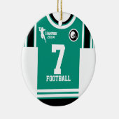 フットボールシャンジャージーティール（緑がかった色）ホワイトブラックオーナメント セラミックオーナメント (右)
