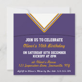 フットボールジャージをテーマにしたパーティーの招待状テンプレート 招待状 (正面)