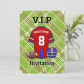 フットボールジャージーとピッチ誕生日パーティー 招待状 (スタンド正面)