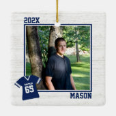 フットボールジャージーカラー編集可能シャツ(写真付き) セラミックオーナメント (裏面)