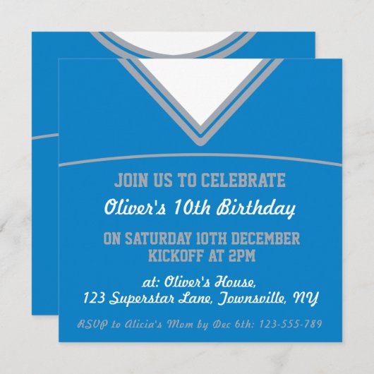 フットボールジャージーテーマのパーティー招待状テンプレート, LAX 招待状 (正面/裏面)