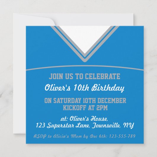 フットボールジャージーテーマのパーティー招待状テンプレート, LAX 招待状 (正面)