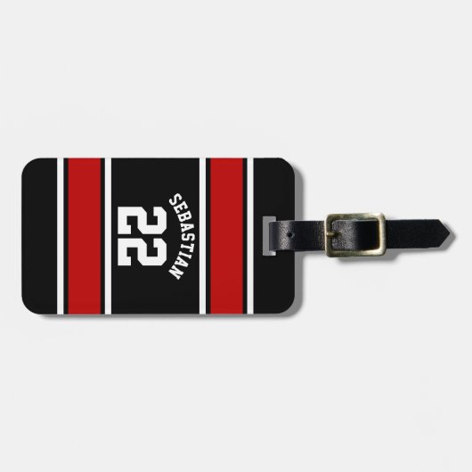 フットボールジャージーノベルティパーソナライズされた名 ラゲッジタグ (正面横)