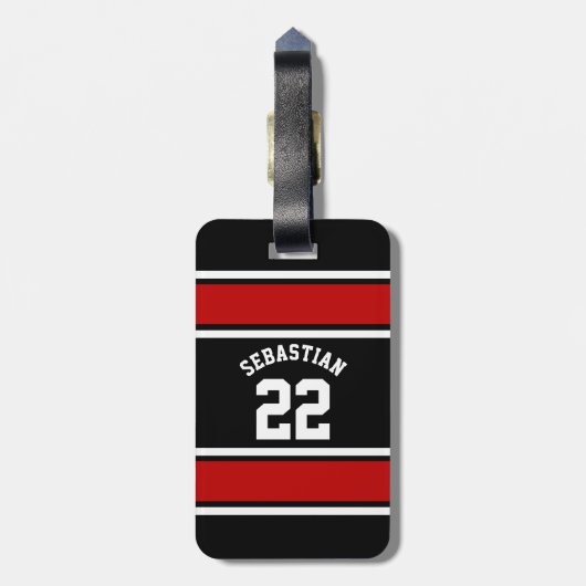 フットボールジャージーノベルティパーソナライズされた名 ラゲッジタグ (裏面縦)