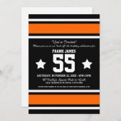 フットボールジャージーブラック|オレンジパーティの招待状 招待状 (正面/裏面)