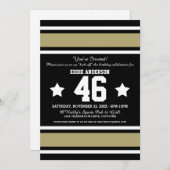 フットボールジャージーブラック|金ゴールドパーティの招待状 招待状 (正面/裏面)