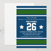 フットボールジャージーブルー|グリーンパーティの招待状 招待状 (正面/裏面)