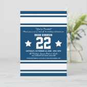 フットボールジャージーブルー|ホワイトパーティの招待状 招待状 (スタンド正面)