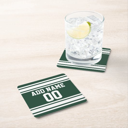 フットボールジャージー名前をカスタムする番号 スクエアペーパーコースター (インサイチュ)