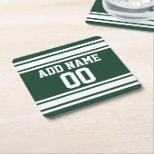 フットボールジャージー名前をカスタムする番号 スクエアペーパーコースター (アングル)